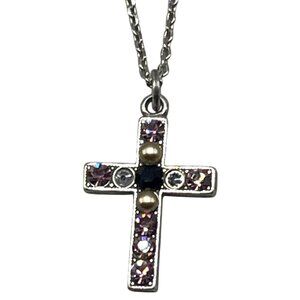 Mariana cross chain necklace N-5247 pendent handmade crystals clasp 18" READ NEW